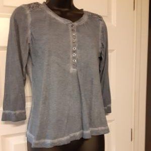 LRL  Lauren Jeans Co. Washed Blue  Blouse